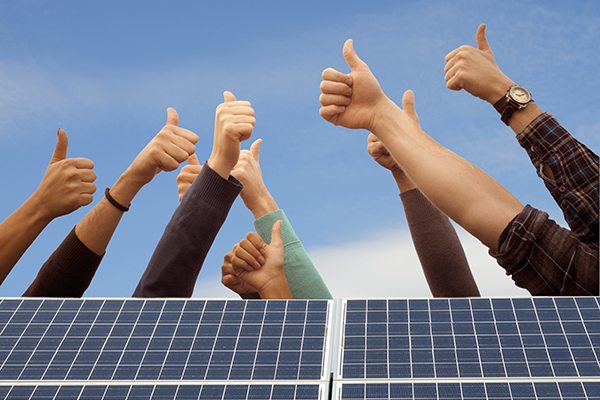 Solar panel thumbs up
